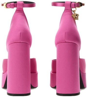 VERSACE范思哲 緞面釦扣 粗跟 高筒鞋 女款 粉色 Purchase VERSACE范思哲 緞面釦扣 粗跟 高筒鞋 女款 粉色