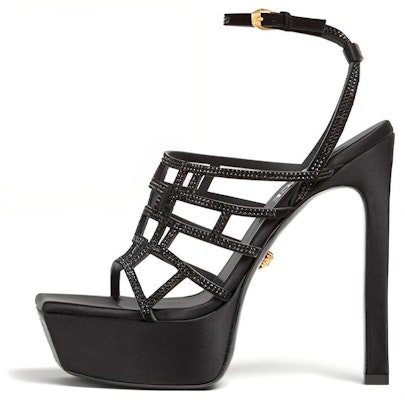 (Women) Versace Satin Buckle Fashion Sandals 'Black' 1003216-DRA67_1B00V Buy (Women) Versace Satin Buckle Fashion Sandals 'Black' 1003216-DRA67_1B00V