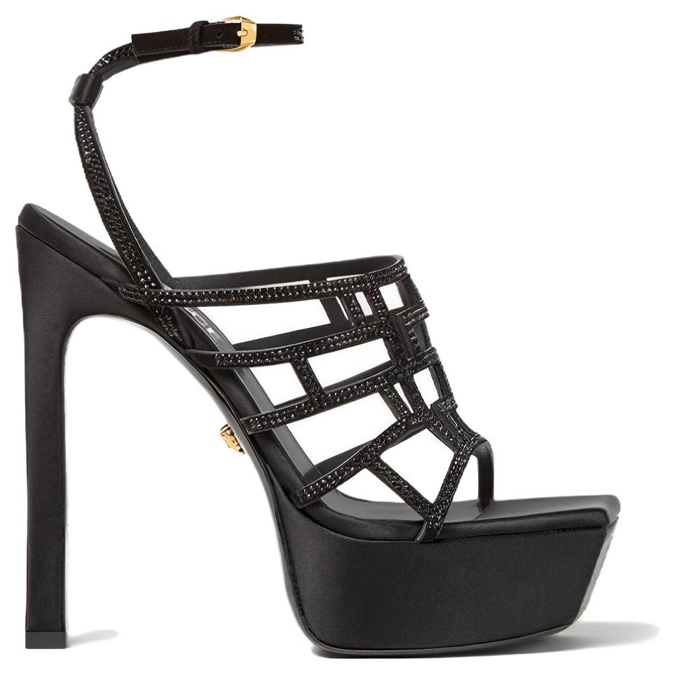 Order (W) Sandalias de Moda Versace de Satén con Hebilla 'Negro' 1003216-DRA67_1B00V