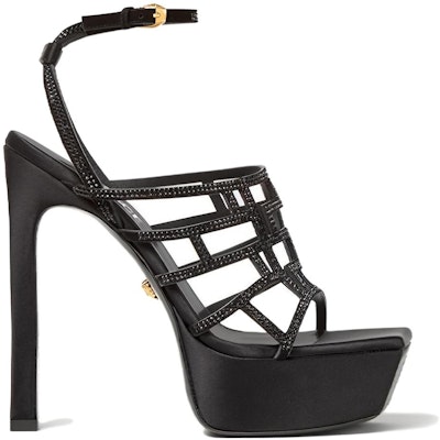 (Women) Versace Satin Buckle Fashion Sandals 'Black' 1003216-DRA67_1B00V Order (Women) Versace Satin Buckle Fashion Sandals 'Black' 1003216-DRA67_1B00V