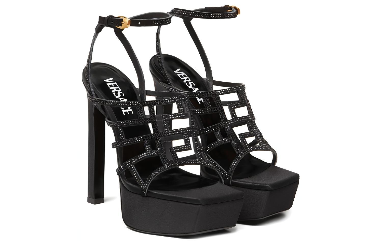 Lookbook (Women) Versace Satin Buckle Fashion Sandals 'Black' 1003216-DRA67_1B00V
