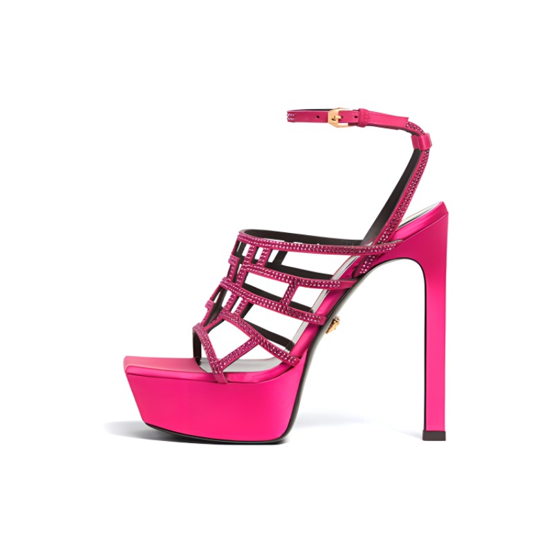 (W) Versace Satin Buckle Sandals 'Pink Fashion'