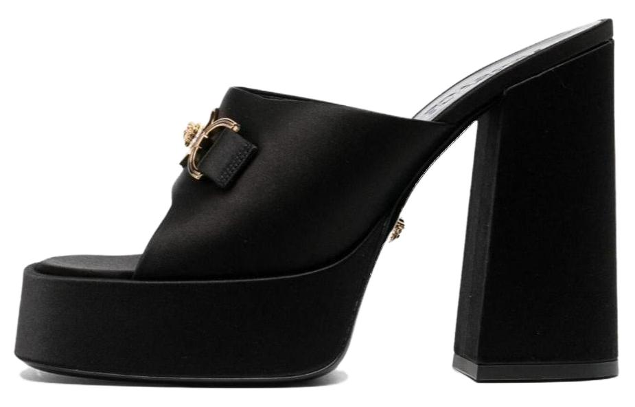 (Women) Versace Satin Slide High Heels 'Black Fashion' 1010177-1A00619_1B00V