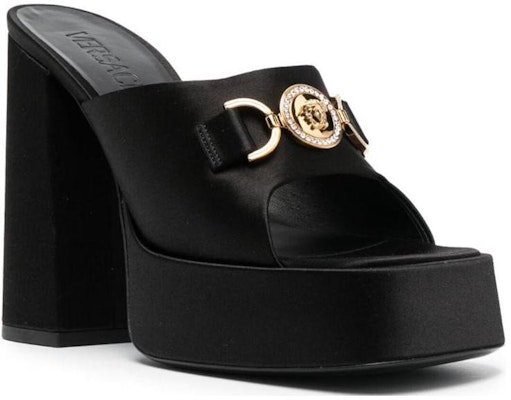 (Women) Versace Satin Slide High Heels 'Black Fashion' 1010177-1A00619_1B00V Order (Women) Versace Satin Slide High Heels 'Black Fashion' 1010177-1A00619_1B00V