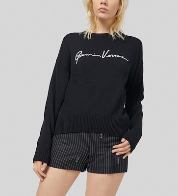 (W) Suéter Negro Bordado con Logo de VERSACE A85556-A233106-A1008 Shop (W) Suéter Negro Bordado con Logo de VERSACE A85556-A233106-A1008