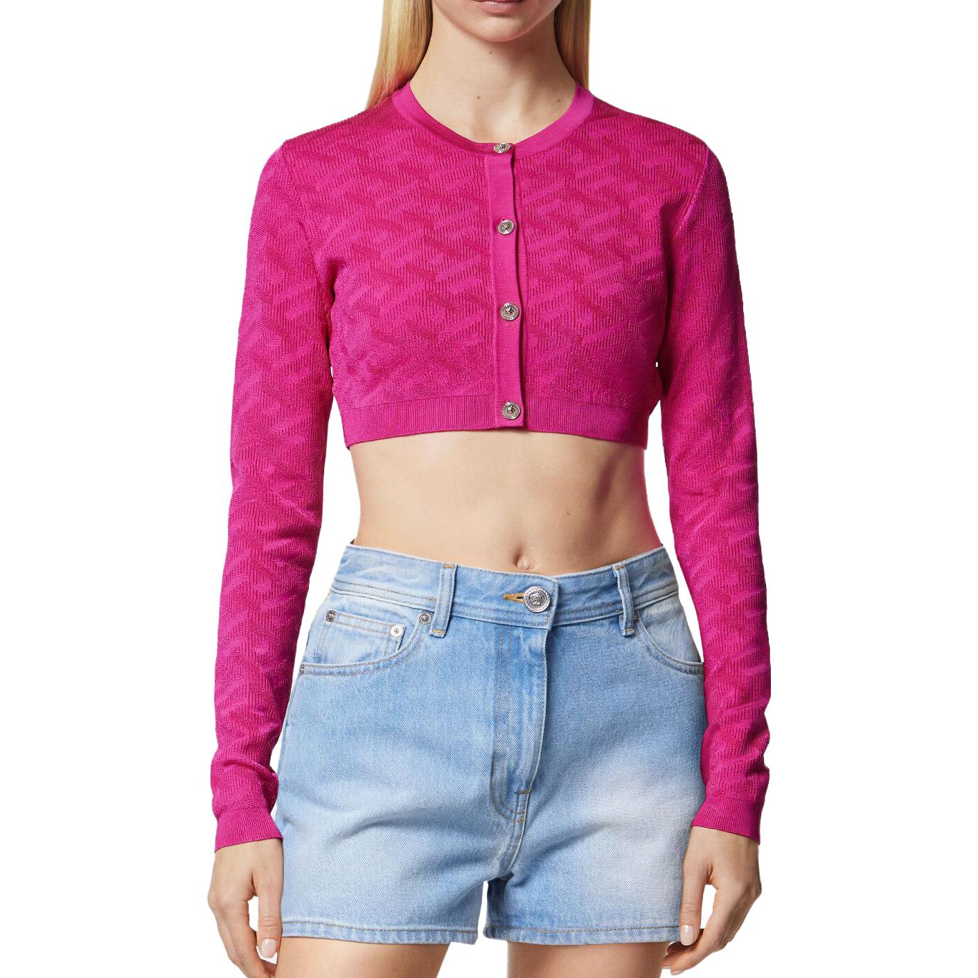 Shop (W) ヴェルサーチ レディース ローズレッド クルーネック長袖スウェットシャツ 10110201A082401PO30