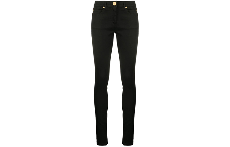(Women) VERSACE Solid Mid-Rise Skinny Stretch Jeans - Black A85450-A233030-A8008