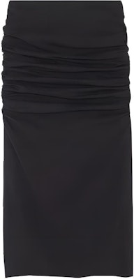 (W) 베르사체 여성용 블랙 솔리드 플리츠 A라인 캐주얼 미디스커트 1005930-1A00523-1B000 Buy (W) 베르사체 여성용 블랙 솔리드 플리츠 A라인 캐주얼 미디스커트 1005930-1A00523-1B000