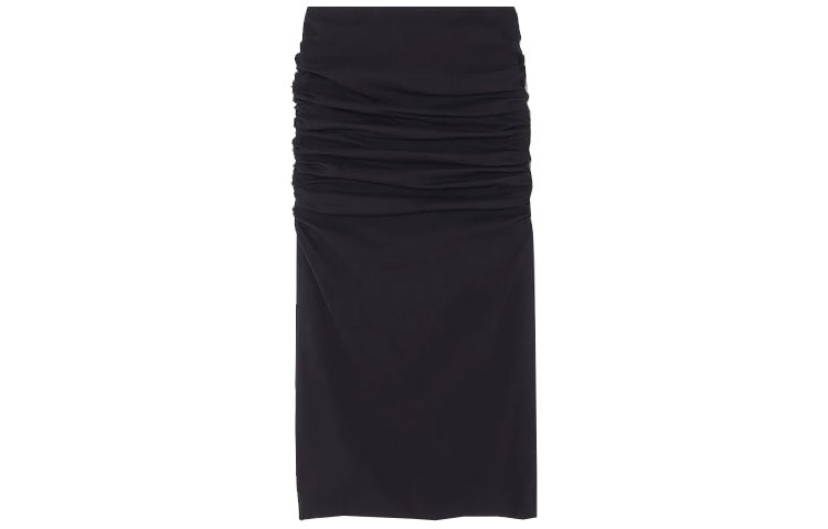Order (W) 베르사체 여성용 블랙 솔리드 플리츠 A라인 캐주얼 미디스커트 1005930-1A00523-1B000