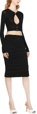 (W) 베르사체 여성용 블랙 솔리드 플리츠 A라인 캐주얼 미디스커트 1005930-1A00523-1B000 Shop (W) 베르사체 여성용 블랙 솔리드 플리츠 A라인 캐주얼 미디스커트 1005930-1A00523-1B000