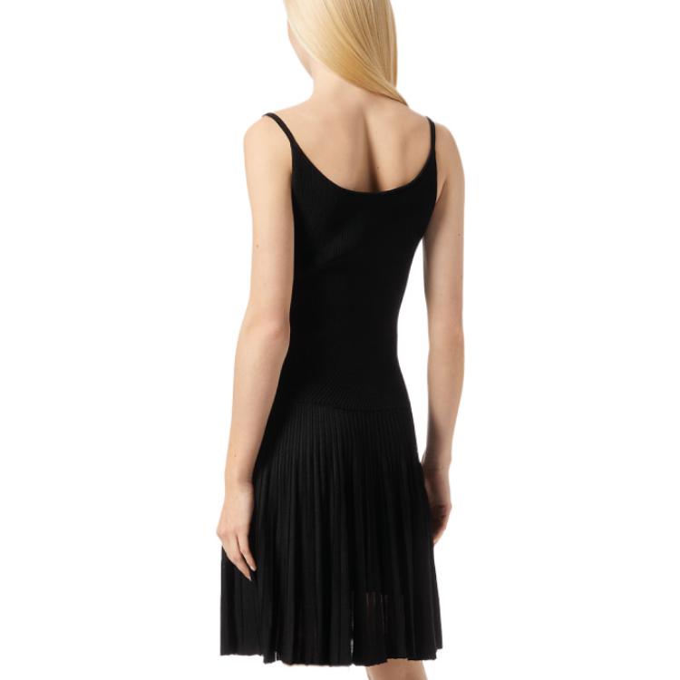 Purchase (W) Versace SS22 Vestido Negro de Punto con Hebilla Metálica Detalle. 1005690-1A03999-1B000