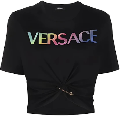 (W) VERSACE SS22 黑色標誌印花安全別針細節短版T恤 1004162-1A04550-2B070 Buy (W) VERSACE SS22 黑色標誌印花安全別針細節短版T恤 1004162-1A04550-2B070