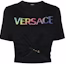 Buy (W) VERSACE SS22 黑色標誌印花安全別針細節短版T恤 1004162-1A04550-2B070