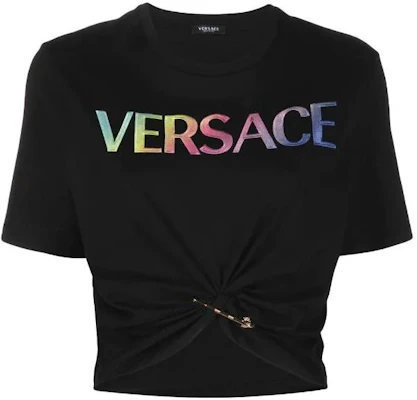 (W) VERSACE SS22 黑色標誌印花安全別針細節短版T恤 1004162-1A04550-2B070 Order (W) VERSACE SS22 黑色標誌印花安全別針細節短版T恤 1004162-1A04550-2B070