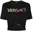 Order (W) VERSACE SS22 黑色標誌印花安全別針細節短版T恤 1004162-1A04550-2B070