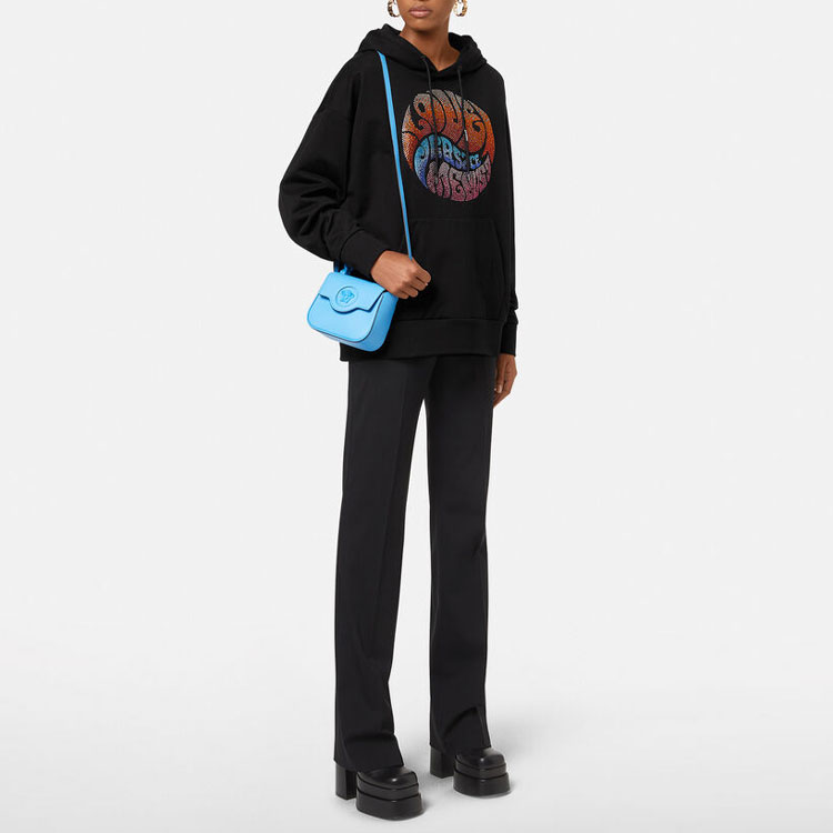 (Women) VERSACE SS22  Black Medusa Music Rhinestone Loose Hoodie. 1003537-1A01174-1B000 圖 3