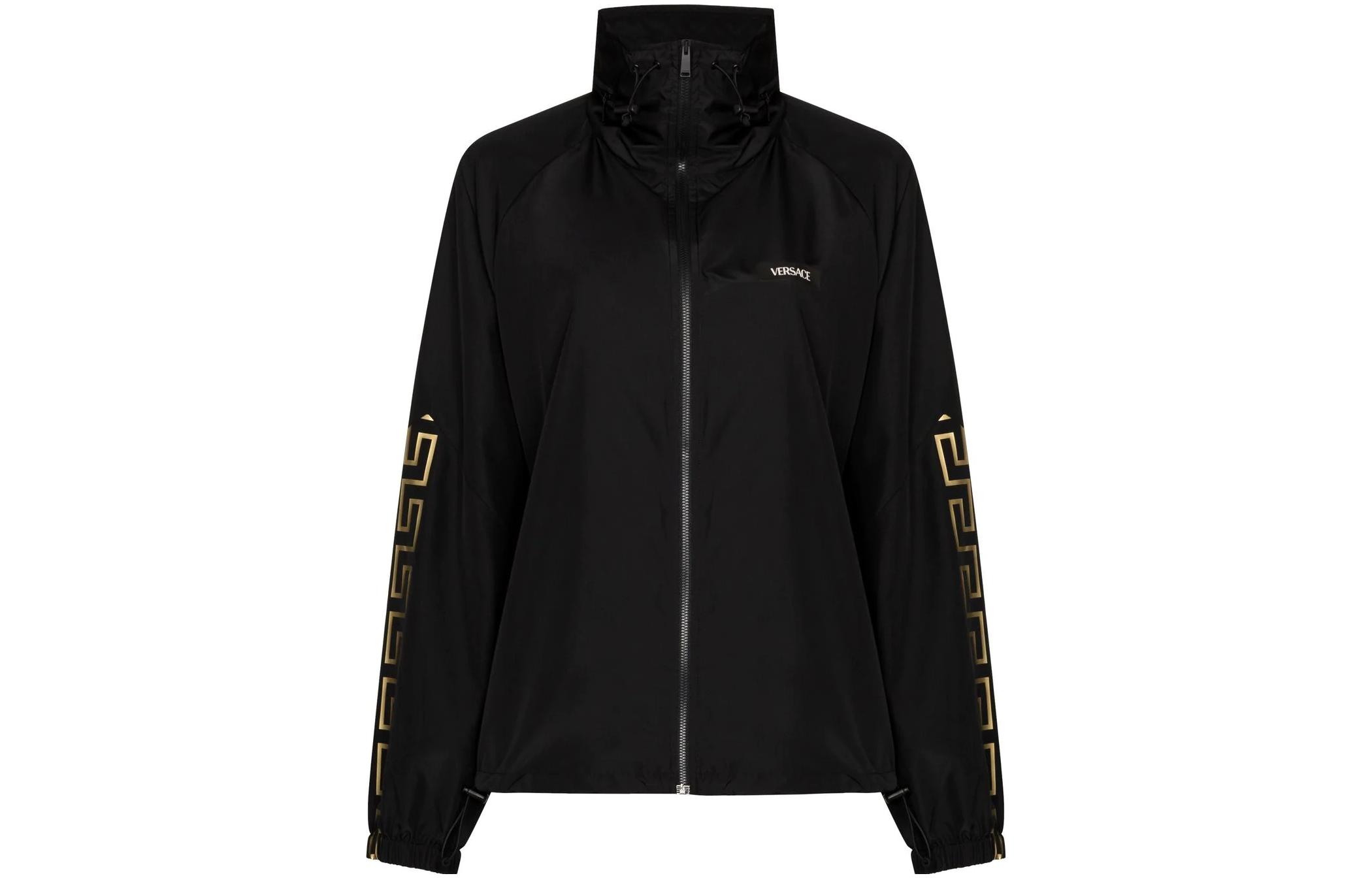 (Women) VERSACE SS22  Black Solid Logo Print Track Jacket 1004695-1A03231-1B000
