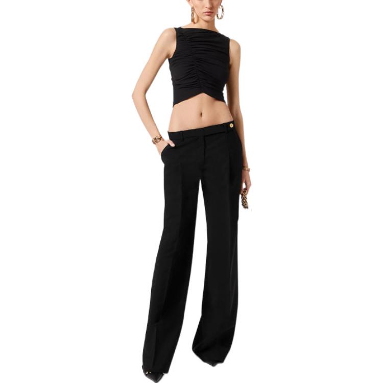 Lookbook (Women) VERSACE SS22  Black Solid Wide-Leg Casual Pants 1005739-1A01698-1B000