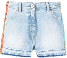 (Women) VERSACE SS22 Frayed Hem Straight Denim Shorts Blue. 1005140-1A03453-2D470 (Women) VERSACE SS22 Frayed Hem Straight Denim Shorts Blue. 1005140-1A03453-2D470
