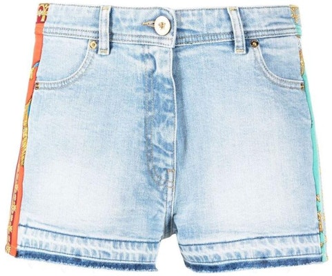 (W) 베르사체 SS22 프레이드 헴 스트레이트 데님 반바지 블루. 1005140-1A03453-2D470 Order (W) 베르사체 SS22 프레이드 헴 스트레이트 데님 반바지 블루. 1005140-1A03453-2D470