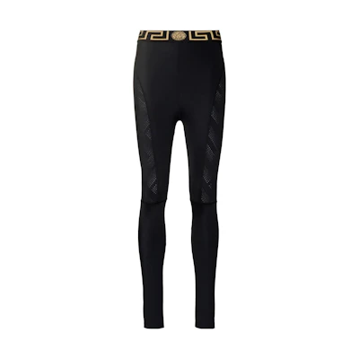 (Women) VERSACE SS22 Greek Pattern Waist Leggings Black. 1004103-1A02322-1B000