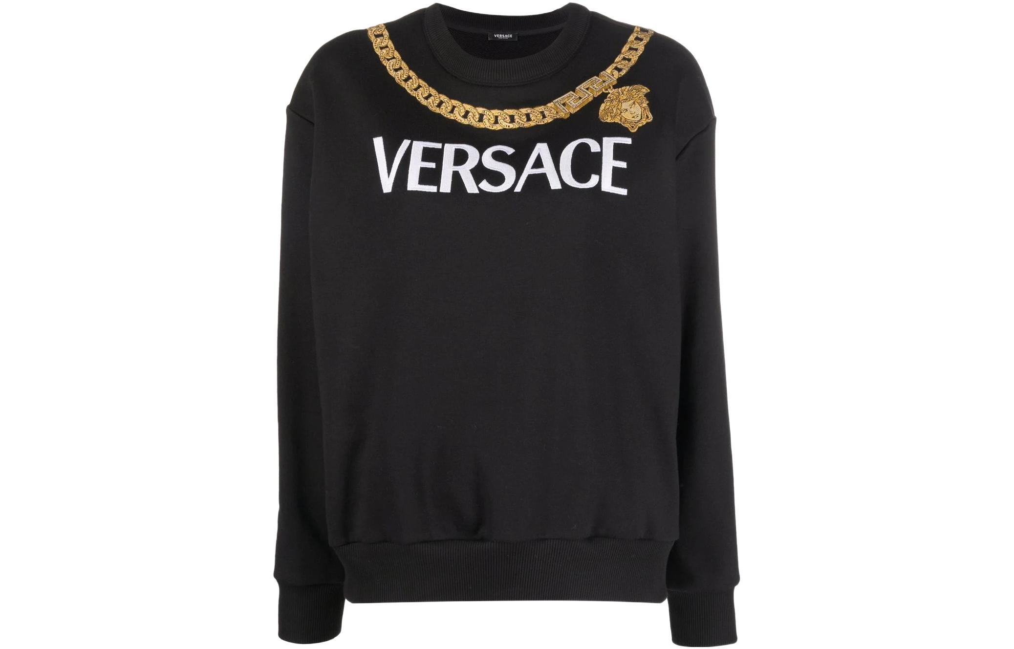 (Women) VERSACE SS22  Logo Print Crewneck Sweatshirt Black 1004131-1A01174-1B000