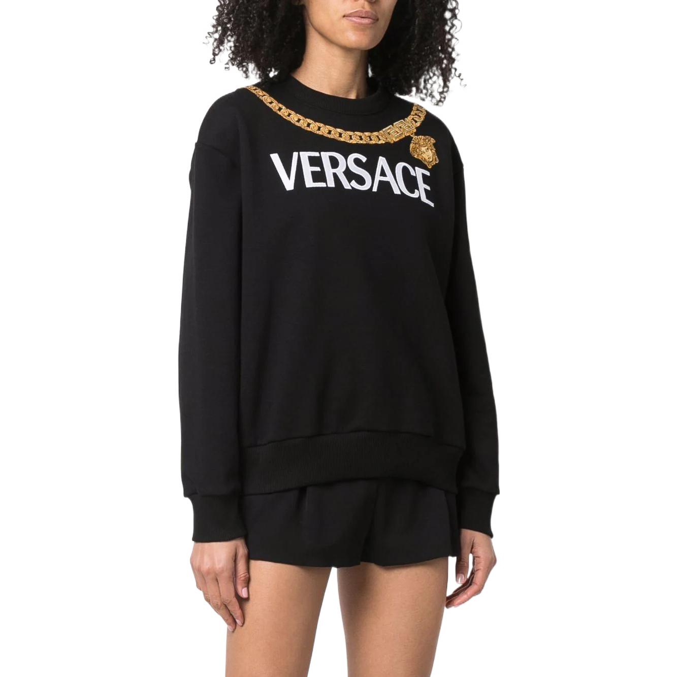 (Women) VERSACE SS22  Logo Print Crewneck Sweatshirt Black 1004131-1A01174-1B000 圖 4