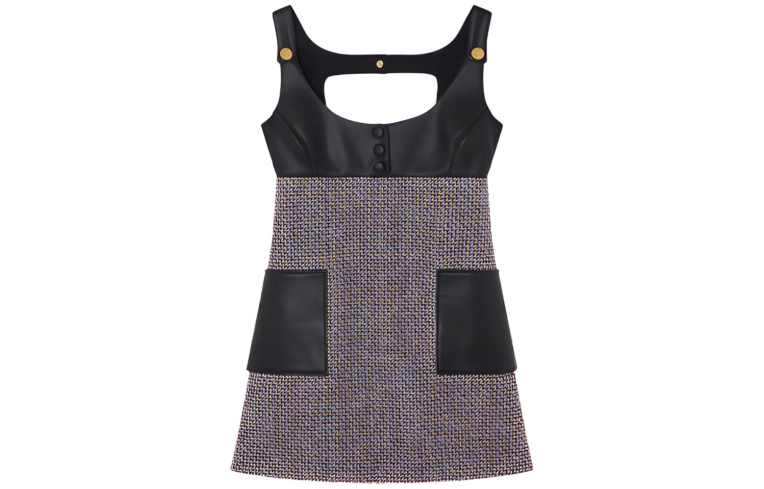 (Women) VERSACE SS22  Pastel Purple Tweed Cotton Mini Sleeveless Dress 1003028-1A02852-6L110