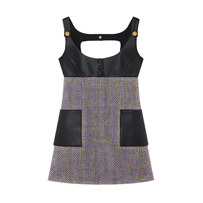 (Women) VERSACE SS22 Pastel Purple Tweed Cotton Mini Sleeveless Dress 1003028-1A02852-6L110