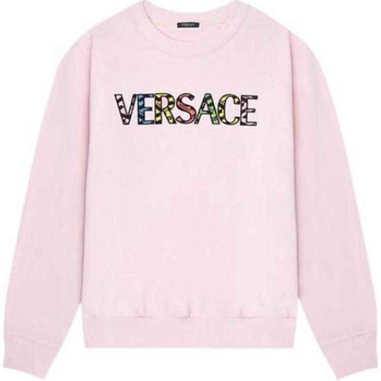 (Women) VERSACE SS22  Pink Logo Printed Sweatshirt. 1004130-1A01812-1PB90
