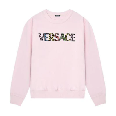 (Women) VERSACE SS22 Pink Logo Printed Sweatshirt. 1004130-1A01812-1PB90