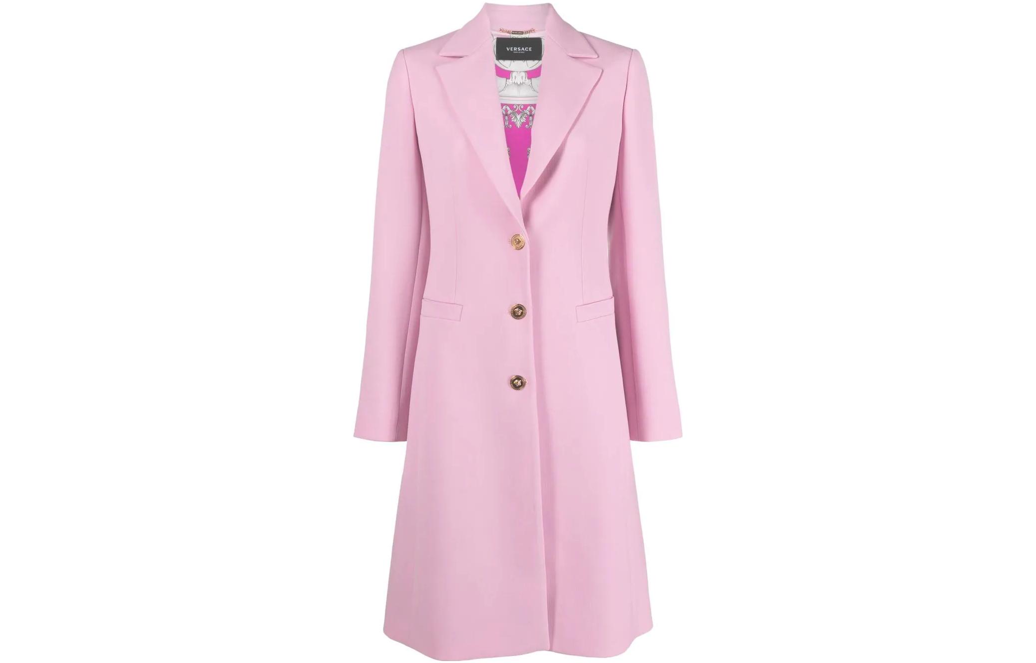 (Women) Versace SS22  Pink Single-Breasted Wool Blazer Jacket. 1005730-1A01798-1PG40