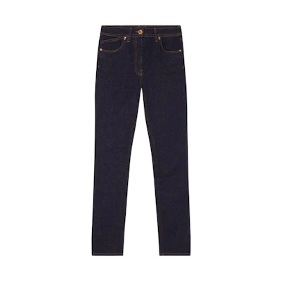 (Women) Versace SS22 Solid Black Buttoned Denim Jeans 1004000-1A02427-1D100