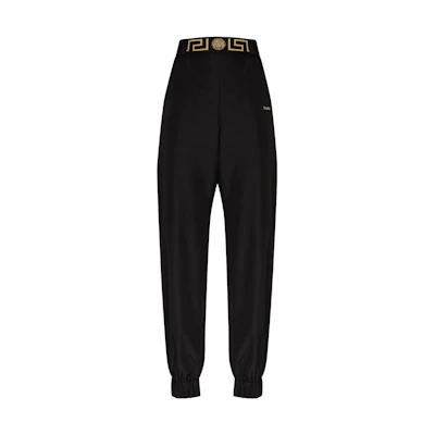 (Women) VERSACE SS22 Solid Logo Print Joggers Black. 1004693-1A03231-1B000