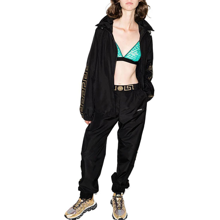 Lookbook (W) VERSACE SS22 黑色實心標誌印花運動長褲 1004693-1A03231-1B000