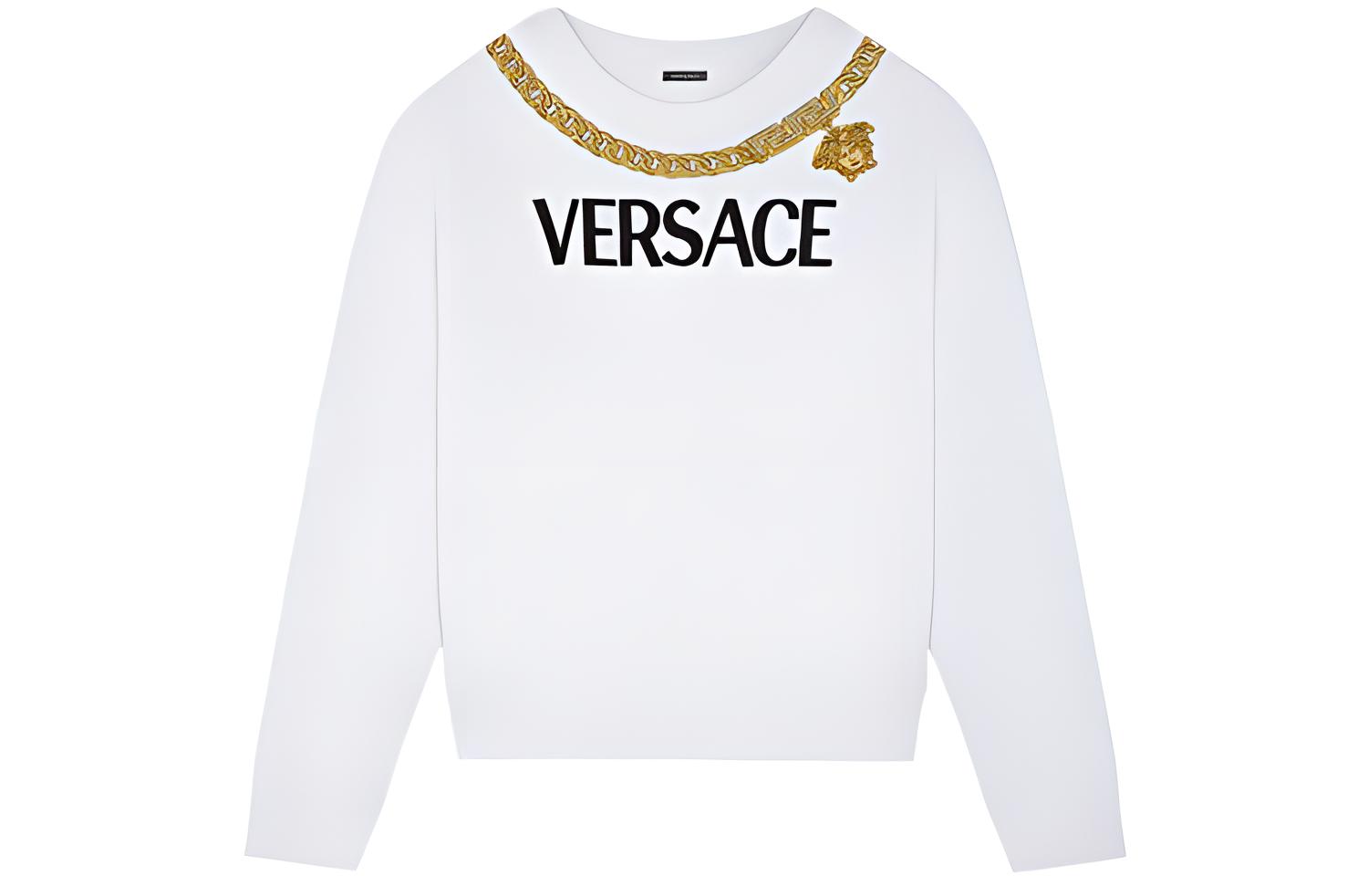 (Women) VERSACE SS22  White Crewneck Long Sleeve Sweatshirt. 1004131-1A01174-1W000