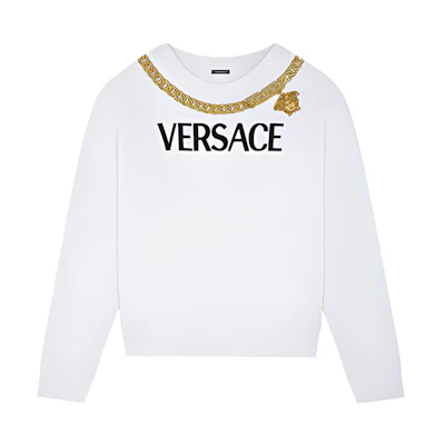 (Women) VERSACE SS22 White Crewneck Long Sleeve Sweatshirt. 1004131-1A01174-1W000