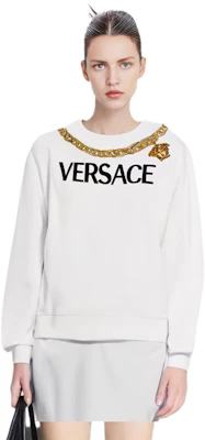 (W) 베르사체 SS22 화이트 크루넥 긴팔 스웻셔츠. 1004131-1A01174-1W000 Shop (W) 베르사체 SS22 화이트 크루넥 긴팔 스웻셔츠. 1004131-1A01174-1W000