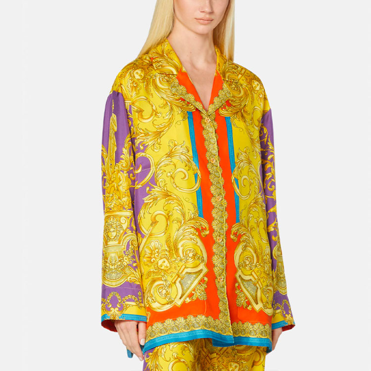 Shop (W) VERSACE SS22 Kemeja Kuning Lengan Panjang Berkolar 1004616-1A03489-5L290