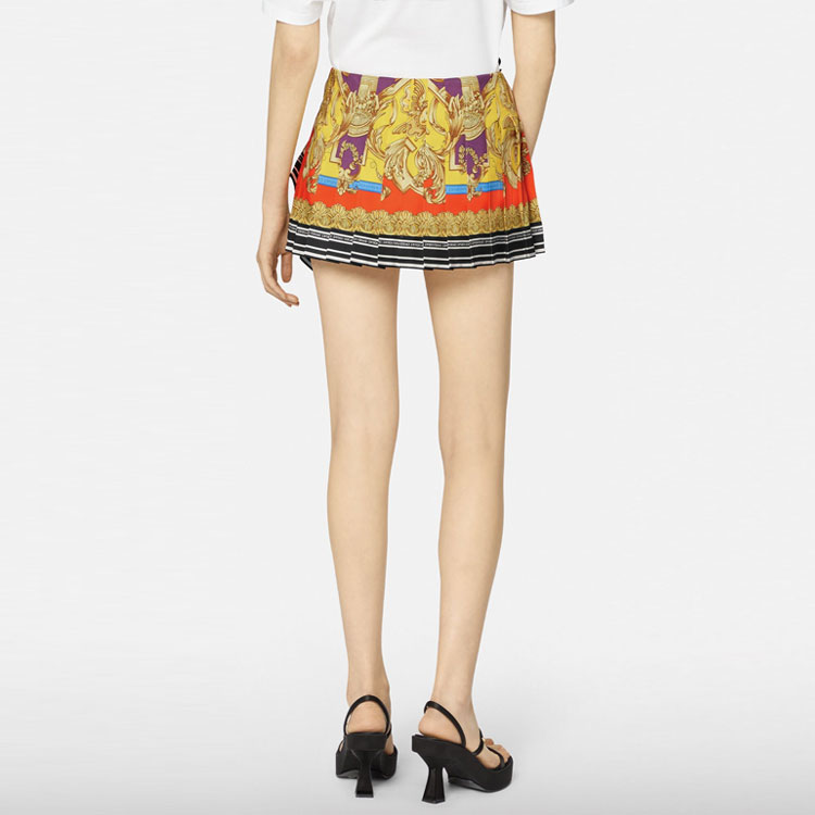 Shop (W) 范思哲 SS22 黄色印花不规则图案真丝短裙 1005282-1A03489-5L290