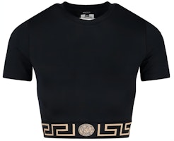 (Women) VERSACE SS22 Greek Pattern Trim Short Sleeve Swimwear Women Black 100586-5A232185-1B000 (Women) VERSACE SS22 Greek Pattern Trim Short Sleeve Swimwear Women Black 100586-5A232185-1B000