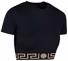 Shop (W) ヴェルサーチ SS22 ギリシャ柄トリム 半袖水着 レディース ブラック 100586-5A232185-1B000