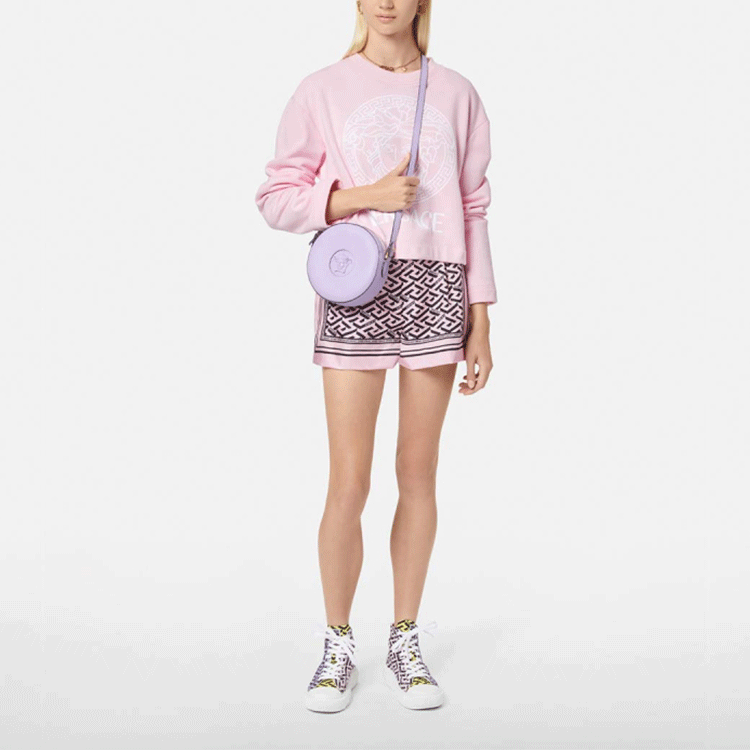 (Women) VERSACE SS22 Logo Print Pink Oversized Pullover Crewneck Sweatshirt Women 1004134-1A01174-1PB90 圖 3