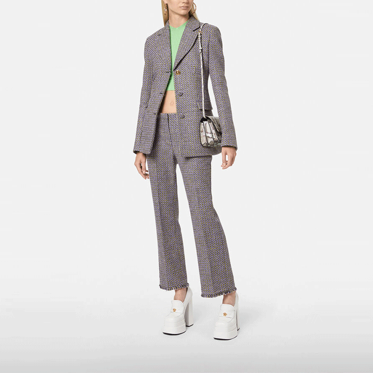 Lookbook (W) ヴェルサーチ SS22 メドゥーサ ツイード パンツ レディース ライトパープル. 1004346-1A02852-6L110