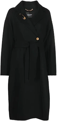 (W) 范思哲 SS22 单排扣腰带中长款大衣 女士 黑色 1005729-1A00884-1B000 Order (W) 范思哲 SS22 单排扣腰带中长款大衣 女士 黑色 1005729-1A00884-1B000