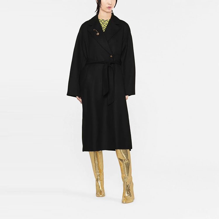 Lookbook (W) 范思哲 SS22 单排扣腰带中长款大衣 女士 黑色 1005729-1A00884-1B000