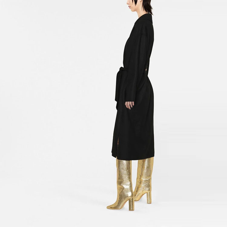 Purchase (W) 范思哲 SS22 单排扣腰带中长款大衣 女士 黑色 1005729-1A00884-1B000