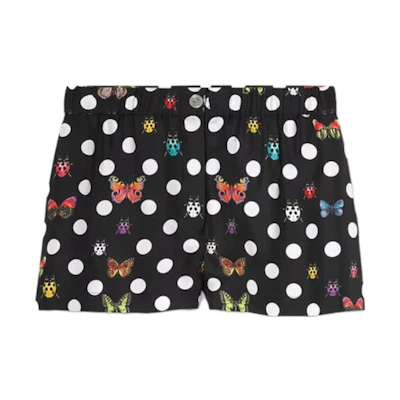 (Women) VERSACE SS23 Black Butterfly Polka Dot Print Straight Shorts 1011291-1A08285-5B020