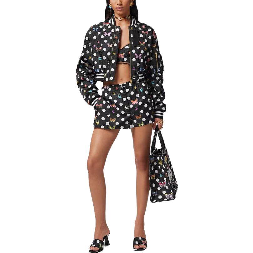 Lookbook (Women) VERSACE SS23  Black Butterfly Polka Dot Print Straight Shorts 1011291-1A08285-5B020
