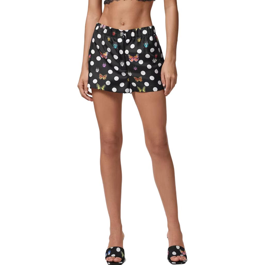 Shop (Women) VERSACE SS23  Black Butterfly Polka Dot Print Straight Shorts 1011291-1A08285-5B020